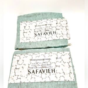 Set of 2 SAVIEH Sheer Light Teal 52" x 96" Poly/Linen Grommet Window Panels, NEW